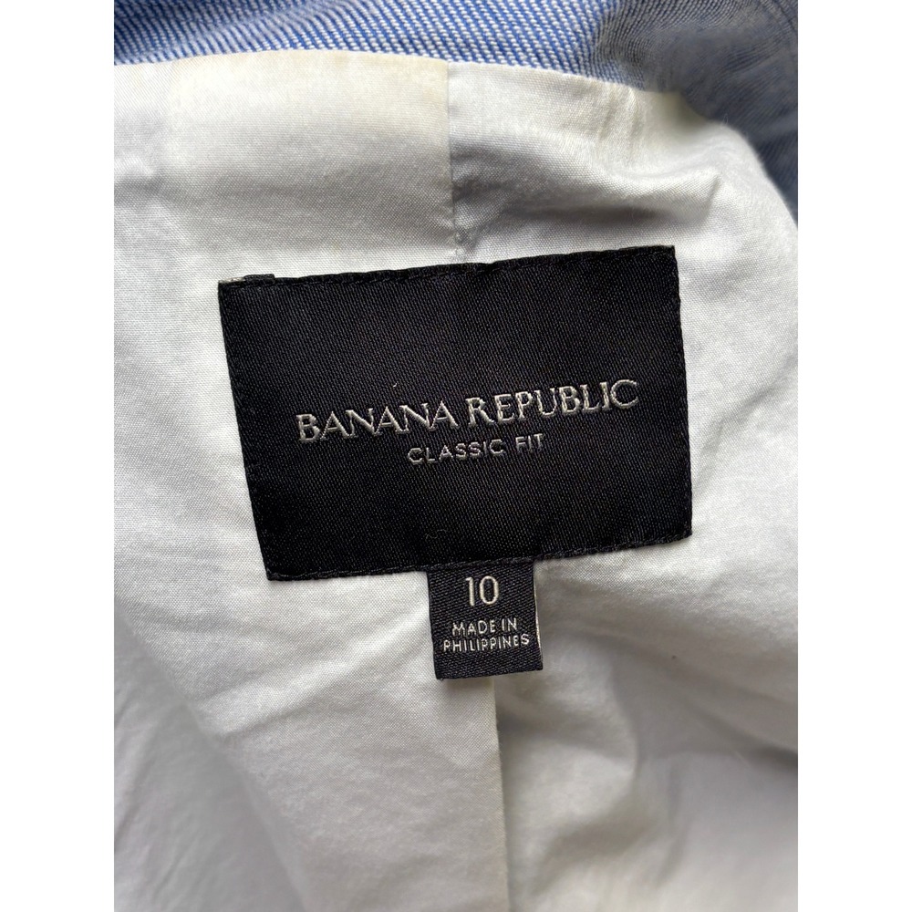Banana Republic 2Pc Womens 10 W34 L27 Blue Linen Blend Classic Fit Blazer Jacket - Picture 6 of 16